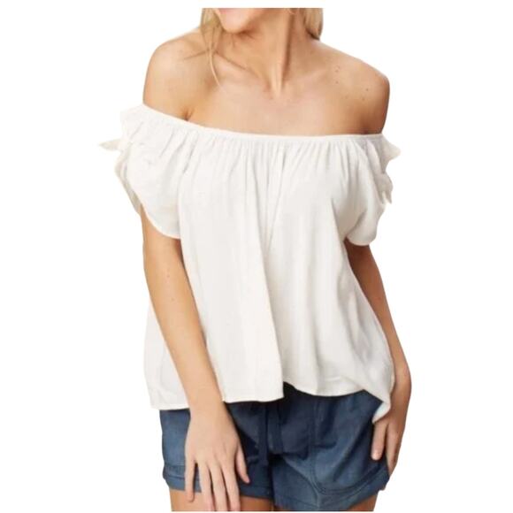 NWT Altar'd State Dark Grey Rayon Off the Shoulder Boho Top - SIZE LARGE - Picture 9 of 9